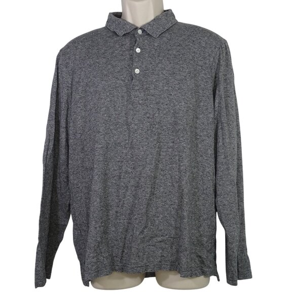 J Crew Cotton Cashmere Long Sleeve Polo Shirt Men Size XL Heather Black Collared - Picture 1 of 11